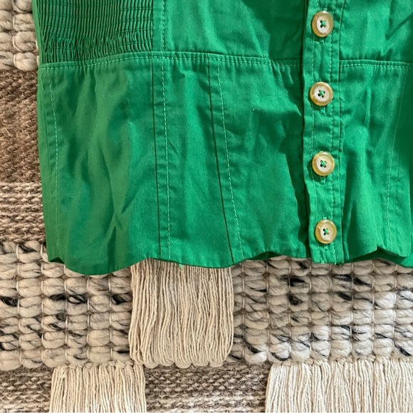 💚 NWT Maeve Anthropologie lead green button front scalloped cropped tank sz 2 - Picture 6 of 10